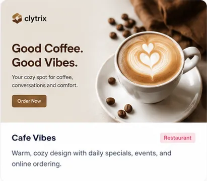 Cozy cafe WordPress theme with daily specials and online ordering